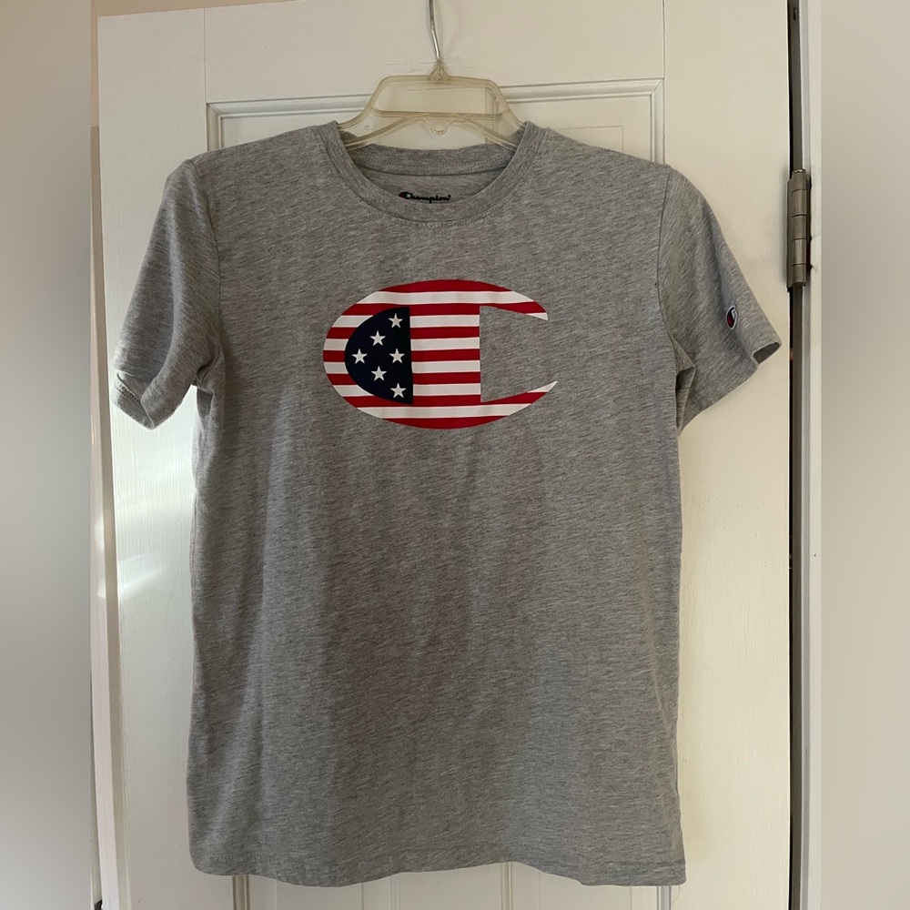 Champion Kids Gray Tee with Flag Logo